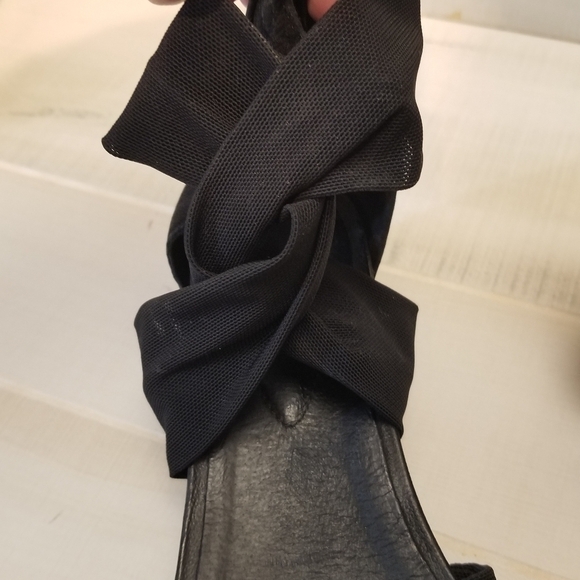 {9} Eileen Fisher Zanya Black Stretch Mesh Sneaker Leather Sandal - Picture 3 of 10